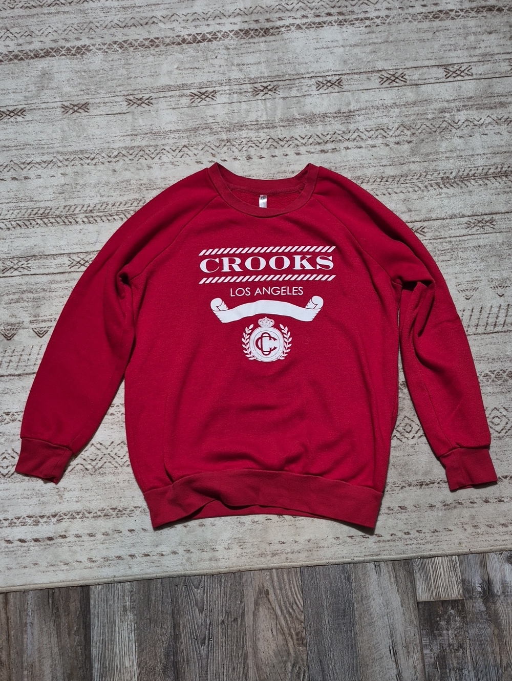 Crooks & Castles Red Crewneck with White Logo